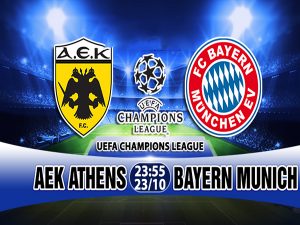 Link sopcast: AEK Athens vs Bayern Munich, 23h55 ngày 23/10, Cúp C1 Châu Âu