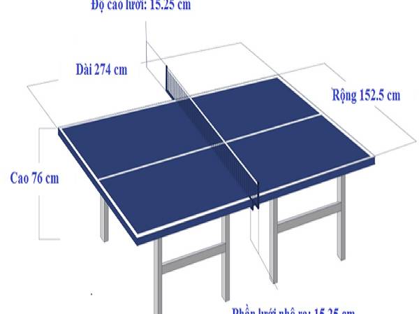 Kích thước bàn bóng bàn đạt tiêu chuẩn ITTF mới nhất